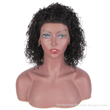 Rebecca Wholesale Natural Black 1B Wig Kinky Curly Brazilian Remy Hair Bob Wigs Human Hair Lace Front wigs